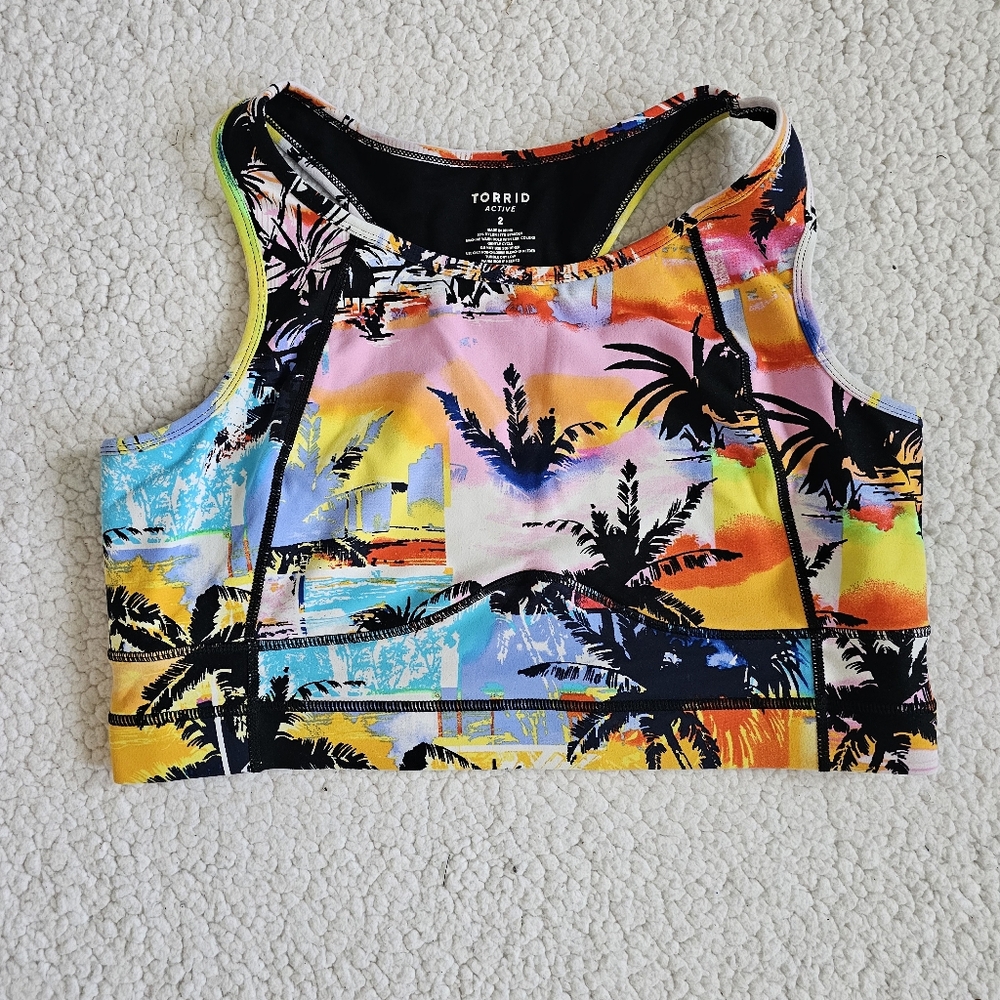 Torrid Tropical Sunset Crop Sports Bra - Multicolor Size 2